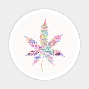 Weed Leaf Silhouette Shape Text Word Cloud Magnet